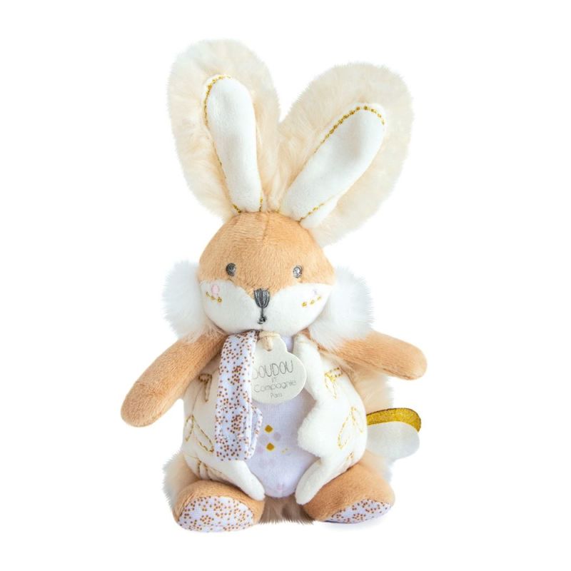  - lapin sucre attache-sucette avec hochet blanc 